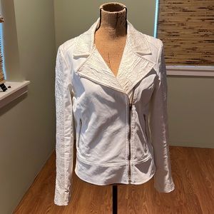 Seven For All Mankind White Cotton Jacket With Brocade Trim Double Breasted L
